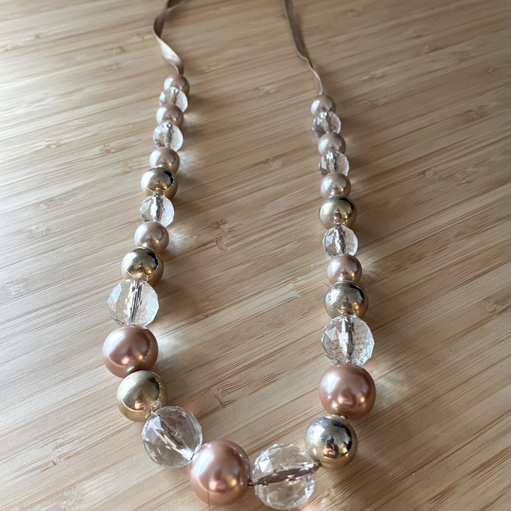 Neutral Beaded Statement Necklace